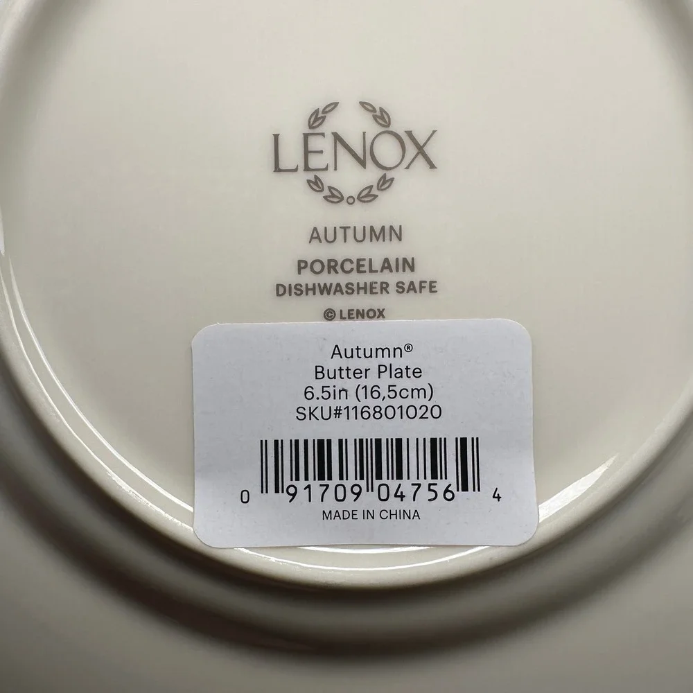 Lenox Autumn Porcelain Butter‎ Plates 6.5 Inch Set of 4 Gold Trim Raised Enamel